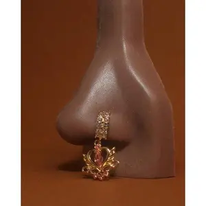 Dangle Confident Heart Gem Cubic Zirconia Nose Hoop