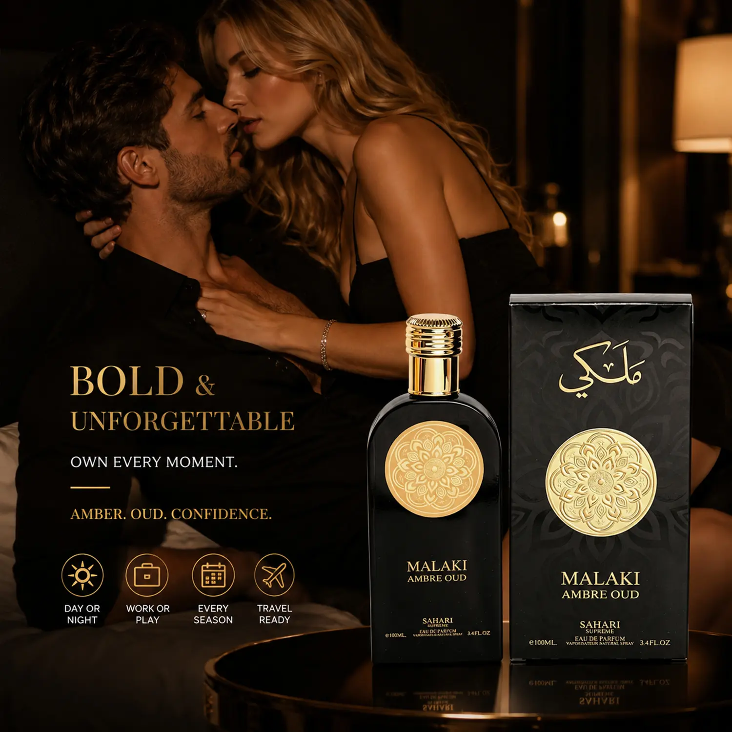 Men's Pheromone Oud Leather Cologne - 100ml/3.4oz Woody Signature Scent, Long-Lasting Rich Sensual Fragrance with Cedar & Floral Notes, Magnetic Appeal Booster for Date Nights, Ideal Single Gift Item, Liquid Bottle, Romantic Male Intimate Gifts, Single Bo