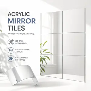 nnakoo Home Shatterproof Acrylic Full Length Mirror, HD Unbreakable Body Mirror with Self Adhesive, No Drilling Flexible Wall Mirror for Bedroom Bathroom Living Room, Kids Pet Safe Decor Mirror