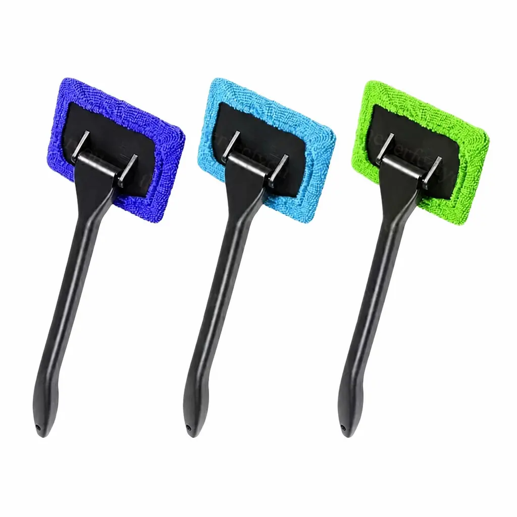 3-Piece Microfiber Car Window Cleaning Brush Set - Lightweight Handheld Auto Glass Cleaner, Removes Condensation, Smudges for Car Washing & Maintenance
