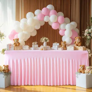 Elegant 4 Pack Elastic Pleated Tablecloths for Rectangle Tables 4/6/8ft Wrinkle-Free Washable Covers for Weddings Parties & Holiday Mother’s Day Event