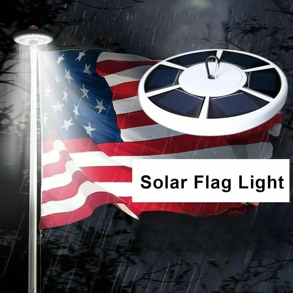 LED Solar Flag Pole Downlight - Solar Outdoor Lights with Auto Dusk-Dawn, Adjustable Brightness, Rechargeable Battery, Upgraded Circuit, Waterproof, Includes Hangers, Light Up Your Space for Courtyard, Garden Display