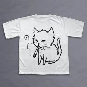 Cat Smoking T-Shirt, Unisex Vintage Graphic Tees Gothic Grunge  Scene Amity Affliction Style Clothes Men Women Streetwear