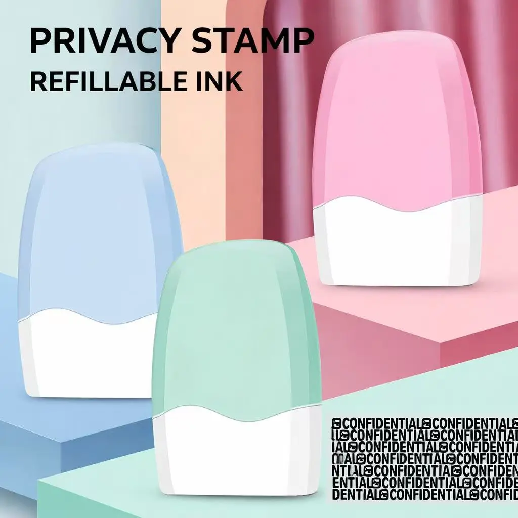 Refillable Ink Roller Stamp - Office Accessories with Effective Privacy Protection, Wide Coverage, Mess-Free Fast-Drying Design, Smooth Rolling, Blocks Personal Data for Express Packages, Bills, Documents, and Receipts