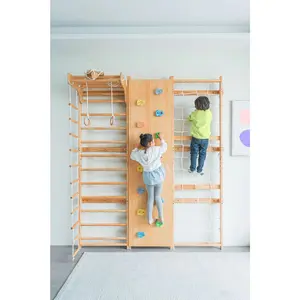 Walnut | Swedish Ladder Jungle Gym - 95" Height - Wall Mounted