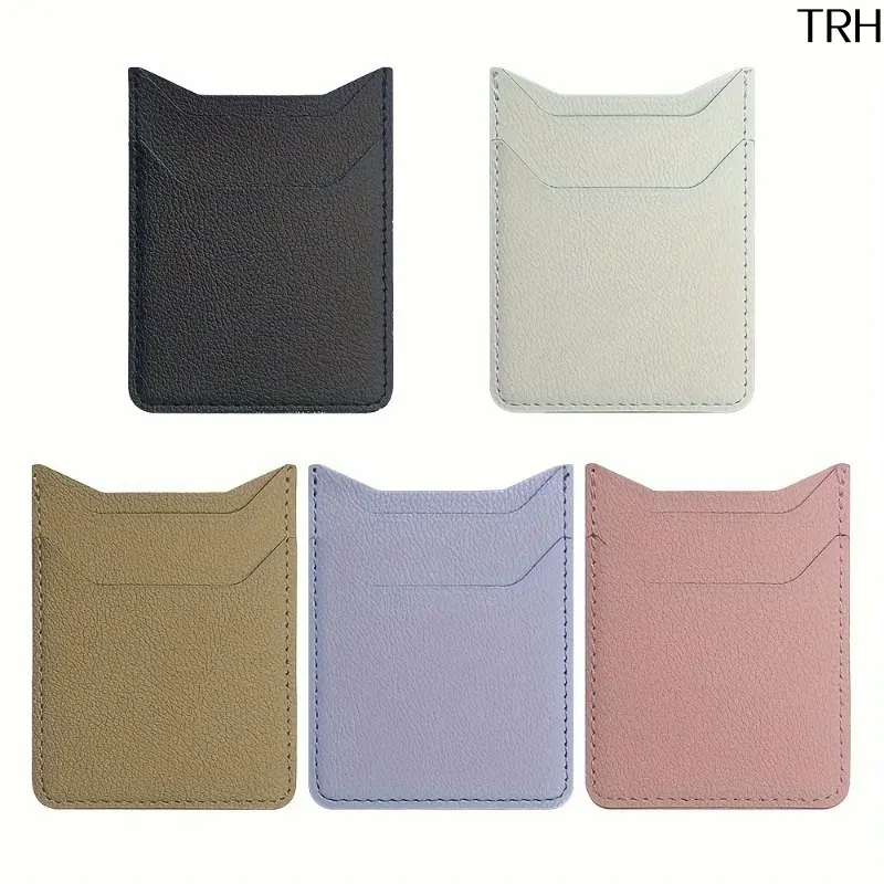 PU Leather Stick-On Cellphone Card Holder, Multi-Slot Adhesive-Back Phone Wallet, Slim Peel-and-Stick Credit Card Pocket for Daily Commute & Travel Minimalist Storage
