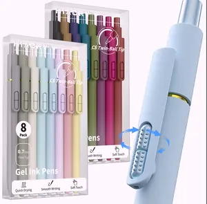 Hiacry 8 Pack Colorful Gel Ink Pens，Quick-Dry 0.7mm Fine Point Fidget Pens for Smooth Writing, Journaling & Drawing, Aesthetic Morandi Color Pens for Women, School & Office Supplies (Morandi Colors)