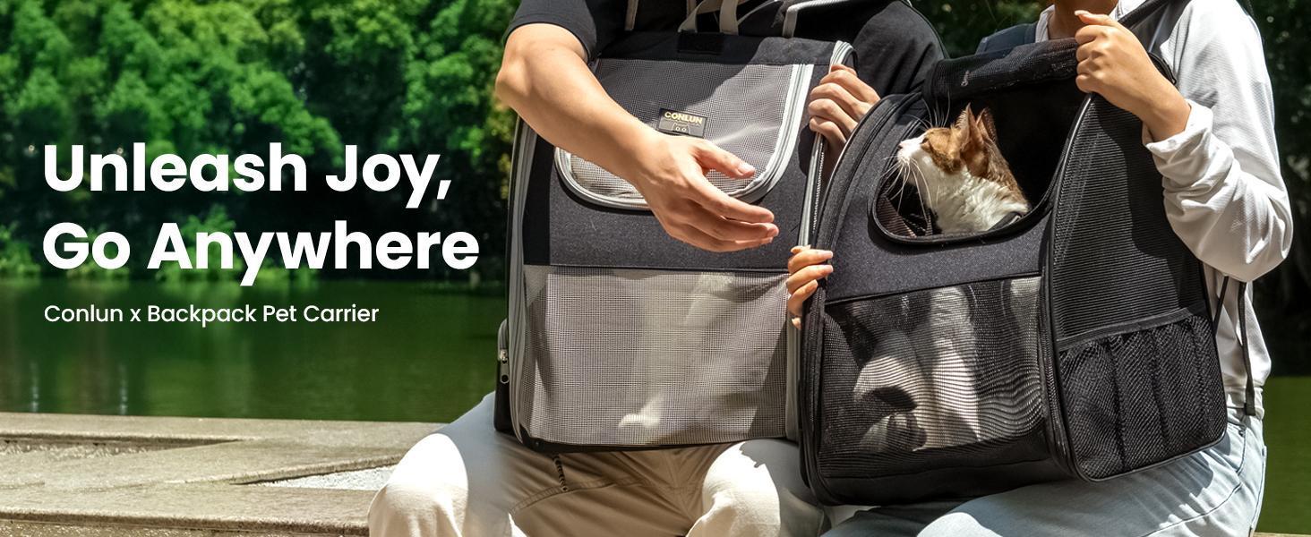 Cat Backpack Carrier for Small Dogs and Cats Fit Up to 15 Lbs,Small Dog Backpack, Foldable with 3-Side Mesh Windows, Pet Carrier for Travel & Hiking FriendlyGray