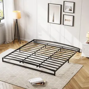 【Christmas Gift】Low Bed Frame California King Size - 6 Inch Heavy Duty Metal Platform Mattress Foundation No Box Spring Needed Noise-Free Non-Slip Easy Assembly Black