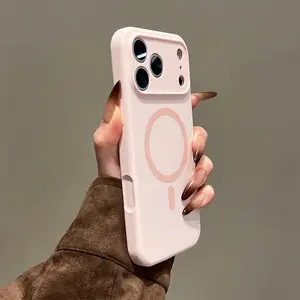 Magnetic Liquid Silicone Smartphone Case for IP 17 Pro Max, 16 Pro Max, 15, 14, 13 - Full Coverage, Skin-Like Feel, Durable, Sleek Design, Blush Pink - Cellphone Handheld Devices Accessories