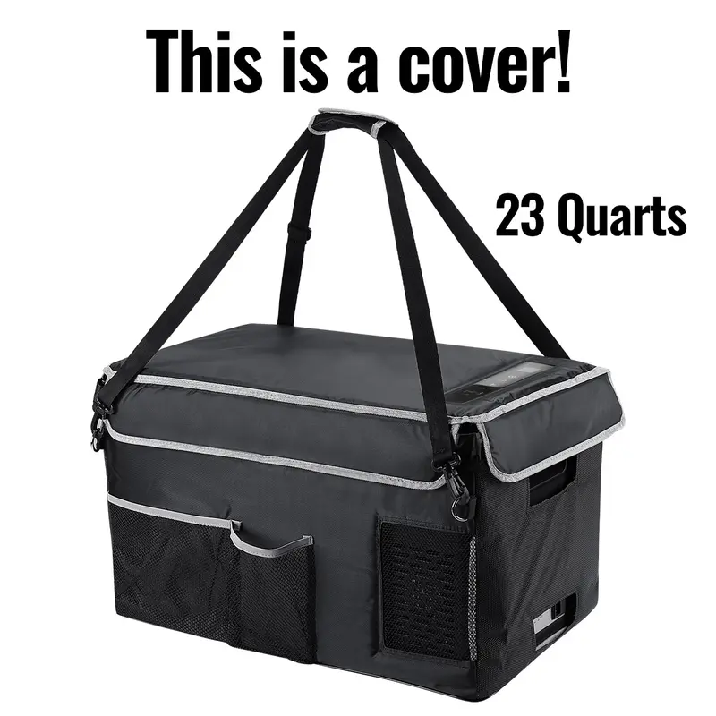 BougeRV 30 Qt Dustproof Refrigerator Cover - 3 Layers Protective Cotton-Acrylic Oxford Cloth, Scratch Guard, Side Pocket Access, Easy Glove Fit for Portable/Car Refrigerators, Adds Extra Insulation, Dustproof Design Covers