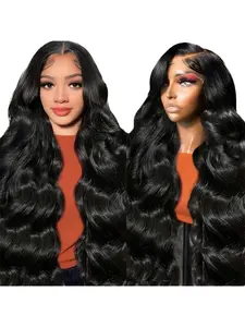 Body Wave Lace Front Wigs Human Hair Pre Plucked 13x4 hd Transparent Lace Frontal Body Wave Human Hair Wig for Women 180 Density Natural Black