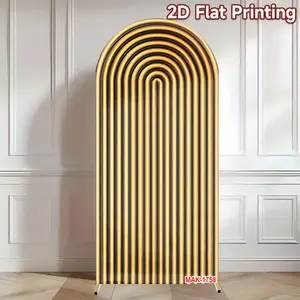 Brown Wooden Striped Chiara Arch Backdrop Cover Double-Sided for Birthday Party, Baby Shower,Wedding Decor Background and Photo Shoots