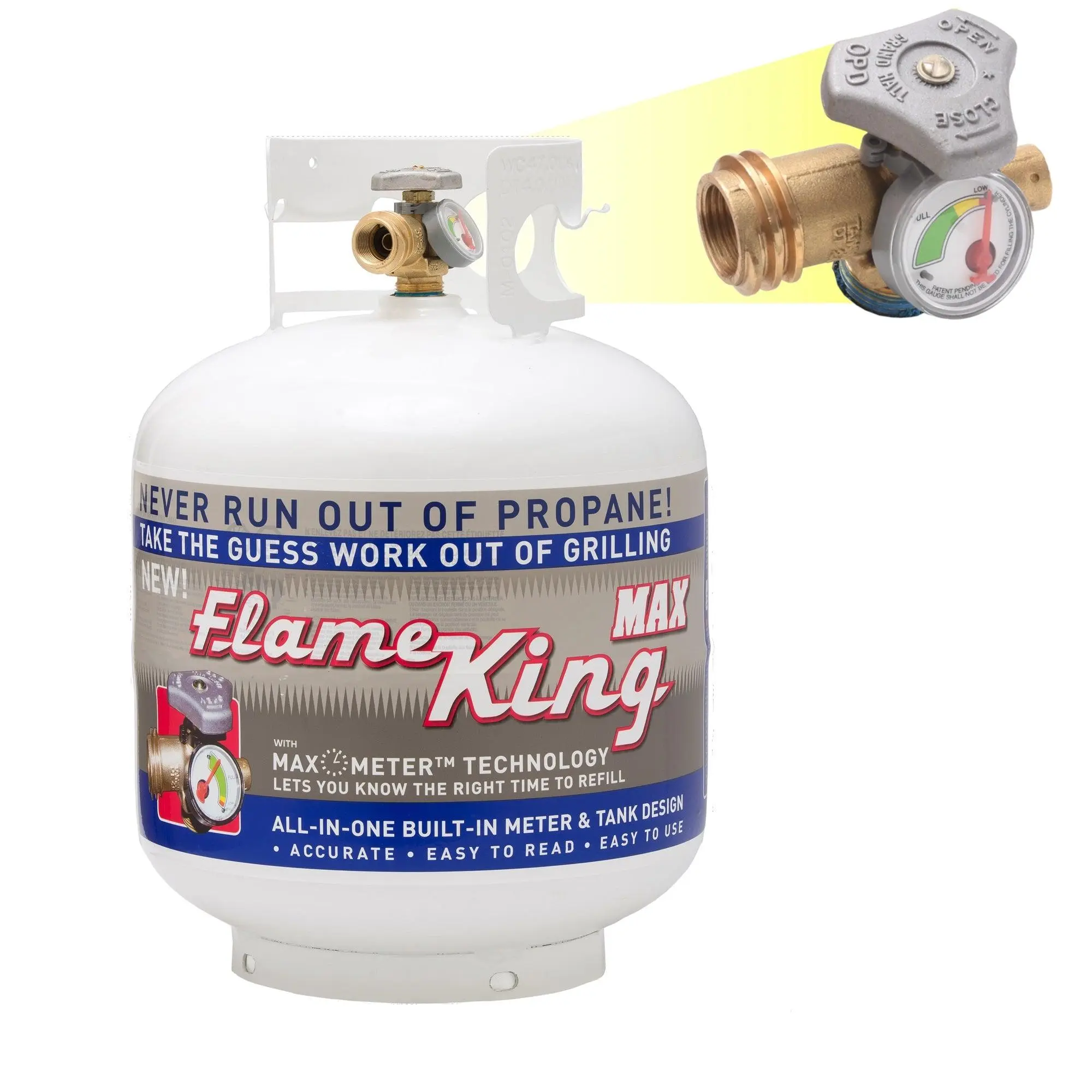Flame King 20LB EMPTY Steel Propane Tank LP Cylinder with OPD Valve and Built-in Gauge