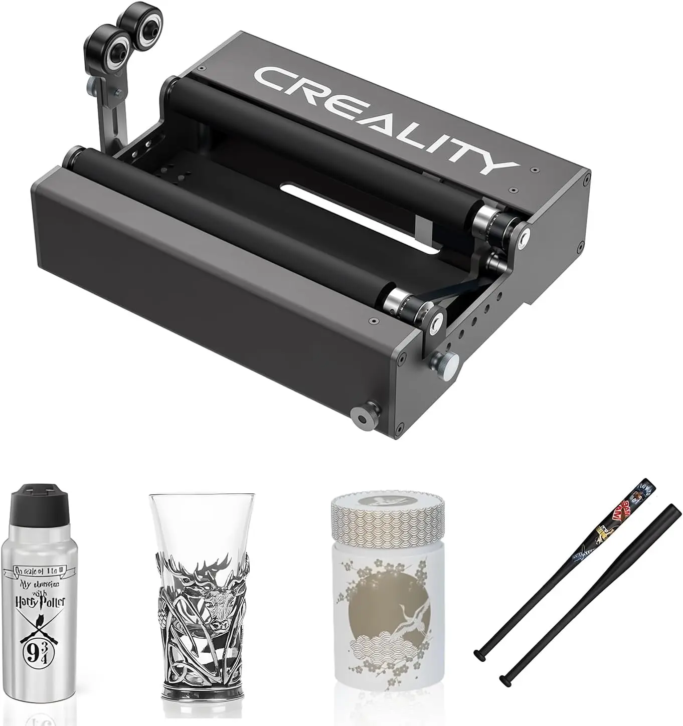 Creality Rotary Roller for Laser Engraving Machine, 360° Laser Engraver Y-axis Rotary Module for Engraving Cylindrical Objects, 7 Adjustment Diameters 5mm to 120mm, Compatible with Creality Falcon/Falcon2 Engraver