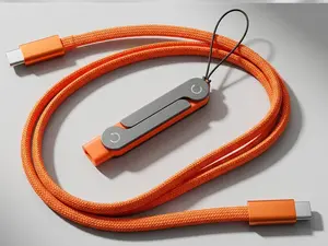 240W SuperCharge 360° Rotating Invisible Stand Detachable 2-in-1 Charging Cable, Zinc Alloy Silicone Type-C Cable, Compatible with Apple and Samsung, Essential for Gaming, Office and Car Use