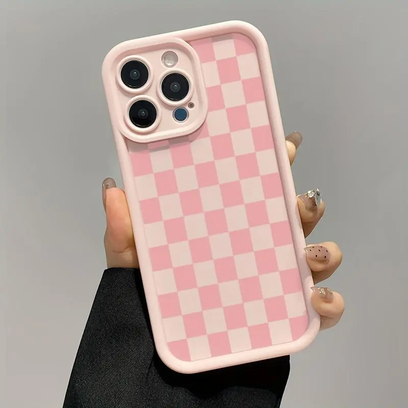 Checkerboard Pattern Aesthetic Phone Case, Anti-drop Shockproof Phone Protective Cover, Phone Accessory Compatible with iPhone 6 7 8 X XR XS Max 11 12 13 14 15 Pro Max