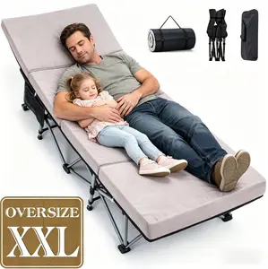 【With Upgrade pad】DoCred XXL Camping Cot with 2in1 Memory Foam Mattress, 900LBS Heavy Duty Sleeping Cot for Adults, Oversized Extra Wide Sleeping Cot, 1200D Double Layer Oxford Cot for Camping, Guest, Office Nap