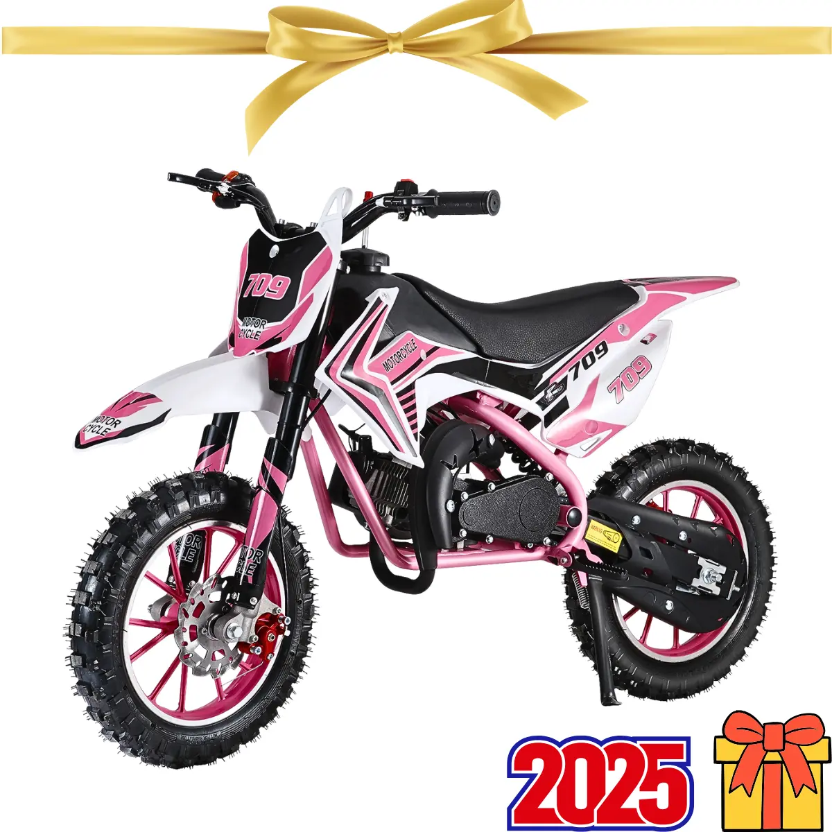 XIOTURI Kids Ride-On ATV Electric Mini Dirt Bike - Mini Motorcycle, 30 KM/H Max Speed, Professional Front-Rear Disc Brakes, Pink Plastic Ride-On Machine for Sports-Focused Children's Toy Vehicle