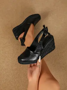 Women's Wedge Platform Sandals, Fashion Elegant Closed-Toe Strap Design, Plain PU Leather, Medium Width, Round Toe, Casual Summer Shoes