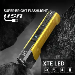 Multifunctional Foldable Repair Work Light Outdoor Magnetic Digital Flashlight Hook Design Portable Torch 1500mah USB Rechargeable USB LED Flashlight