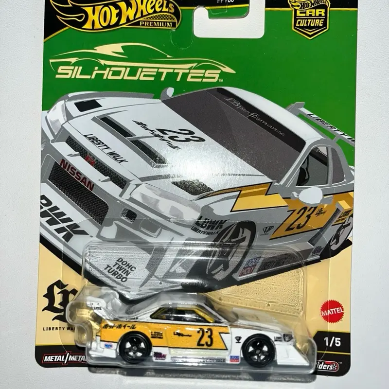 Hot Wheels Silhouettes GT-R Nissan 23 Yellow & Silver Die-Cast Car 1/5 Series Premium Collection