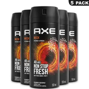 AXE Musk Deodorant Body Spray 5-Pack (5.08oz/150ml) - Cinnamon & Amber Scent, 48-Hour Freshness, Body Care Cosmetic, Maximum Protection & Odor Relief Deodorants summerwins