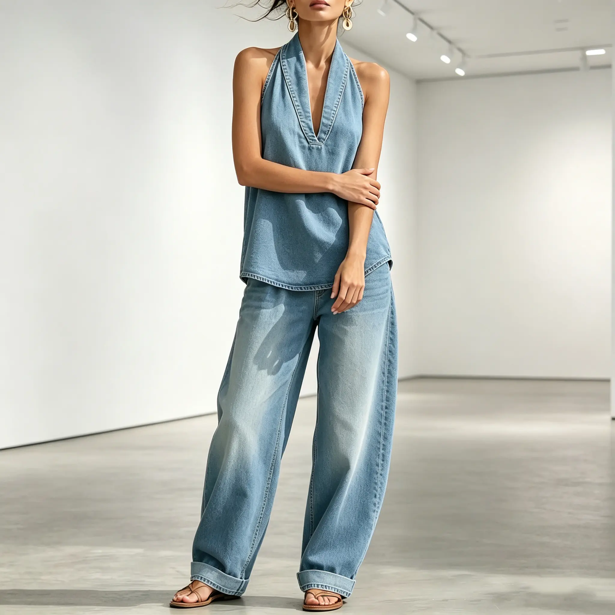 Womens 2 Piece Vintage Denim Set Lapel Frog Button Jacket and Wide Leg Jeans Casual Western Streetwear Retro Y2K Cotton Matching Outfit