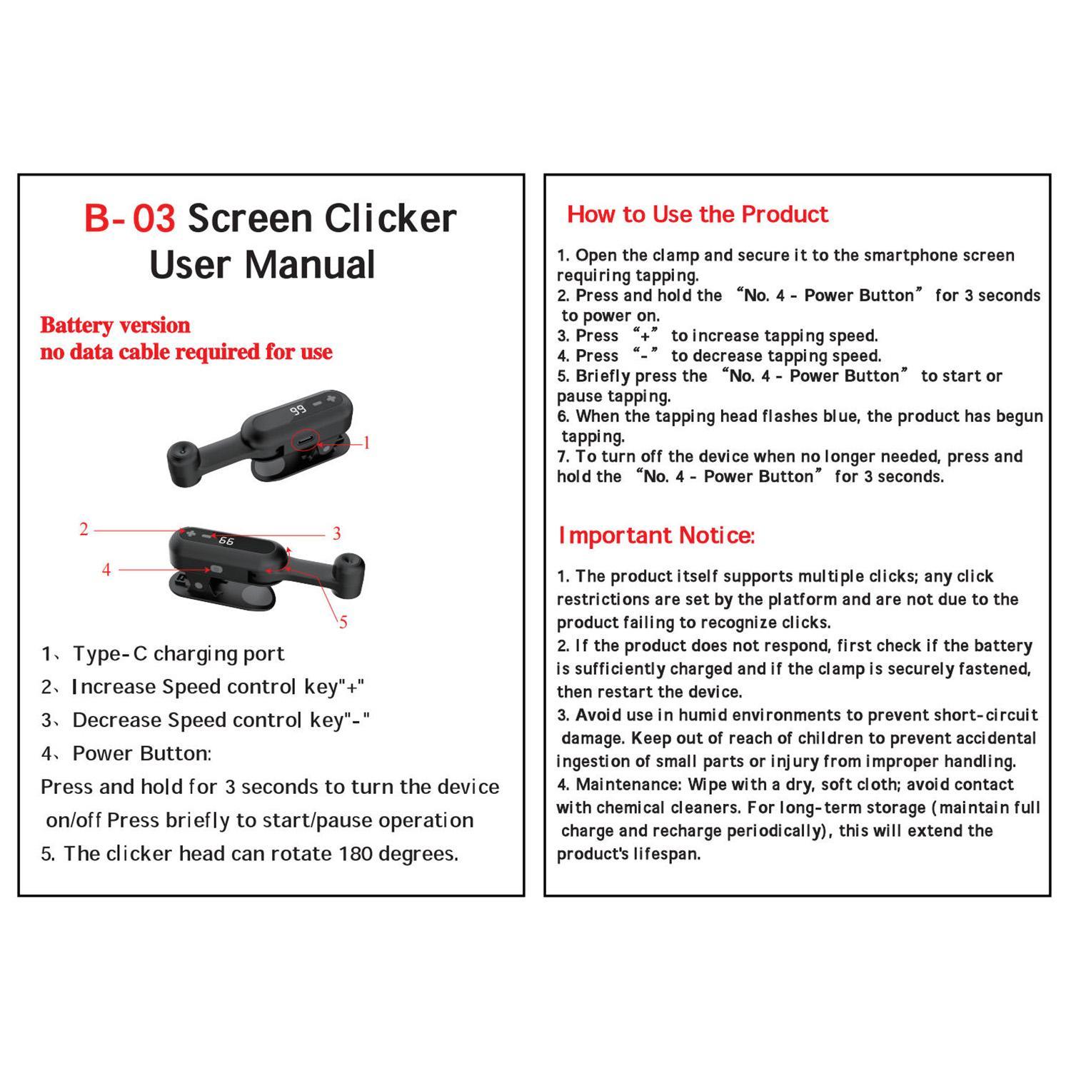 Smart Tapper Auto Clicker for TikTok, Rechargeable Adjustable Speed Auto Touch Device for Social Media & Live Tasks