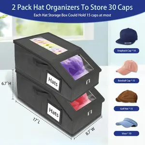 Hat storage zipper box, hat dustproof storage box, large-capacity stackable baseball cap storage box