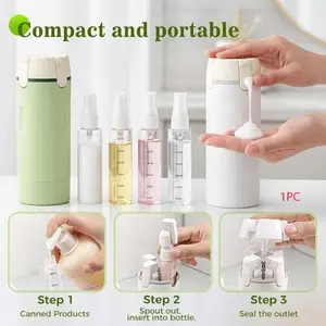 4-In-1 Travel Bottles for Toiletries, Portable Toiletries Bottle Set, Transparent Containers for Shampoo & Lotion, Includes Scale & Labels, Organiser