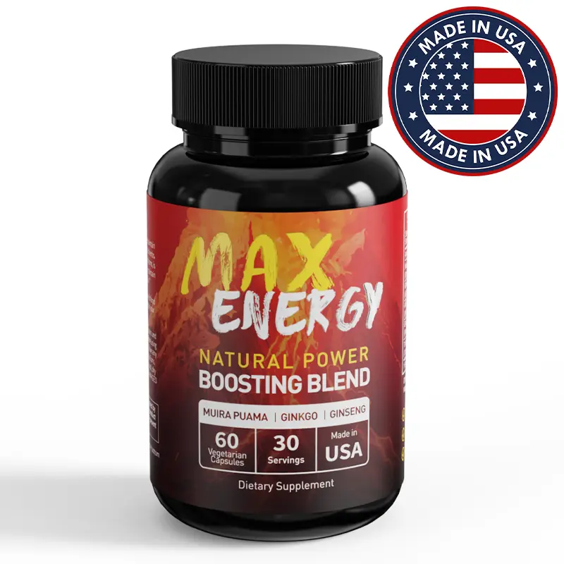 MAX ENERGY Energy Stamina Supplement - Ginseng, Ginkgo, Tribulus, Ashwagandha, Brain Support, Immune Support, Antioxidant, Herbal Supplements