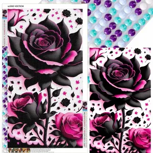 Rose 5D DIY Full Drill Round Diamond Painting Kit for Home Wall Decor 40x70cm