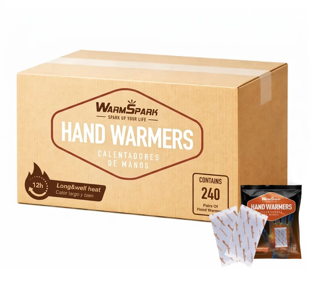 WarmSpark Hand Warmers Bulk - 240 Paris -  Long-Lasting Up to 12 Hours for Warm Body, Safe Portable Hand Warmers for Hand & Foot, Heater for Camping, Fishing (6 Boxes)