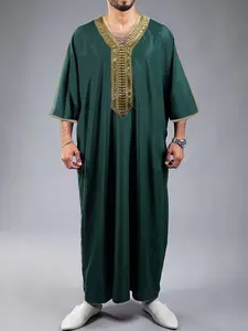 A long robe with golden trim, Formal Traditional Arabic Robe