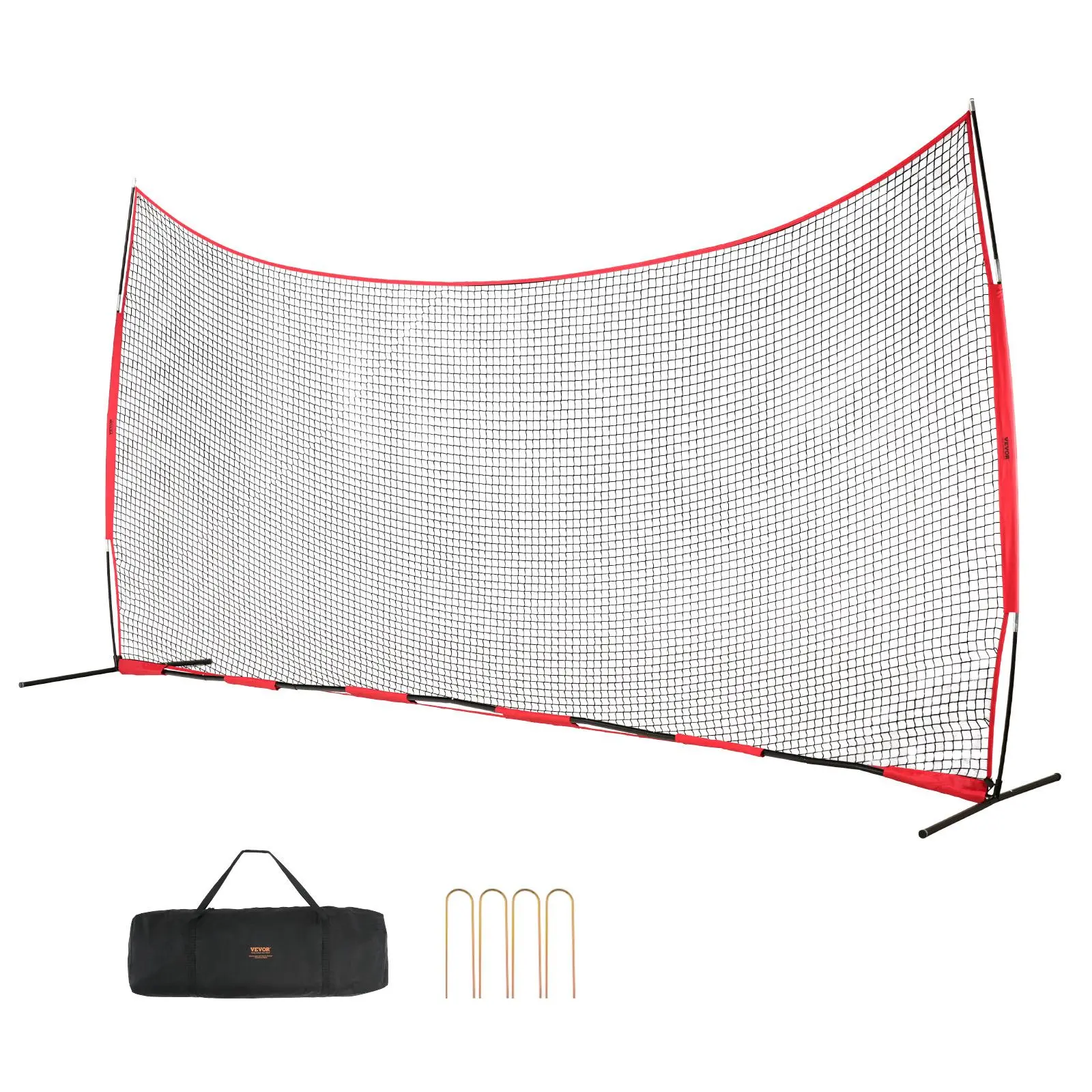 Portable Backstop Net 20x10 ft, Heavy-Duty Multi-Sport Mesh Barrier with Steel Base & Fiberglass Poles, Includes Carry Bag for Backyard Baseball, Soccer, and Softball Training, One Net Adapts To Many Ball Sports