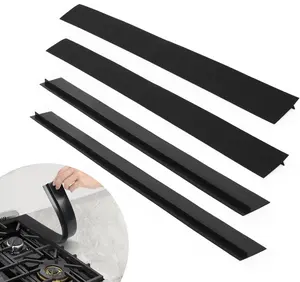 Stove Counter Gap Covers,Flexible Easy Clean Heat Resistant Wide & Long Gap Cap Fillers, Seals Spills Between Appliances, Furniture, Stovetop, Oven, Washer & Dryer,(Black, 21 Inches)