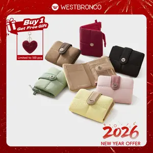 [BUY 1 GET FREE GIFT]WESTBRONCO Minimalist Short Wallets Fashion Card Holder with Heart Charm Keychain for Women Girl Fashion Purse Gift for Her outdoorfun
