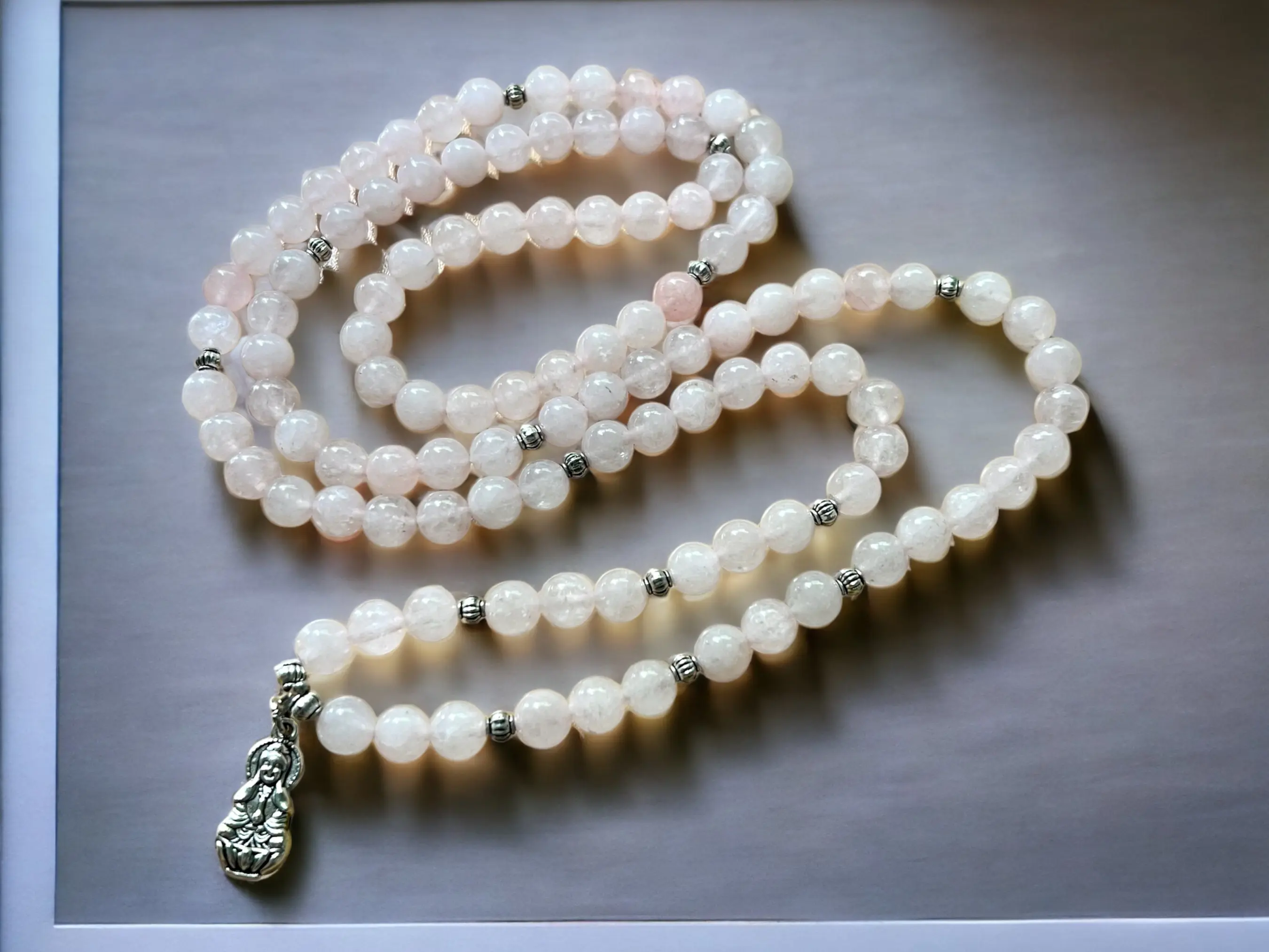 Bohemian Pink Prayer Beads with Buddha Pendant