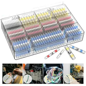 200pcs Solder Seal Wire Connector Heat Shrink Butt Connector Waterproof Insulated Electrical Wire Terminal Solder Sleeve Sealed Electrical Butt Splice for Marine Automotive