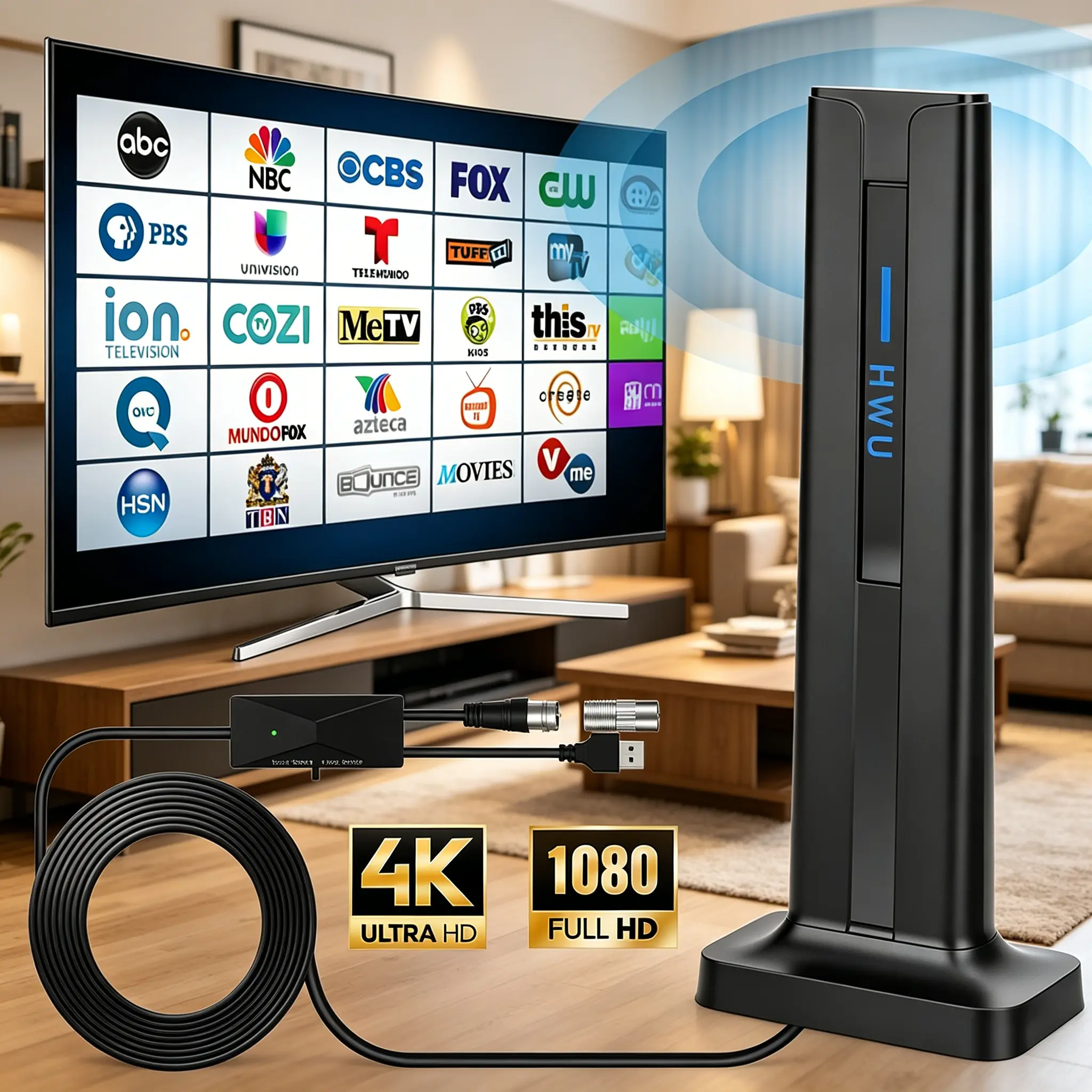 Upgraded Indoor HDTV Antenna 450 Miles Range Digital 4K 1080P USB Powered Remote Black Upgraded Indoor HDTV Antenna 450 Miles Range Digital 4K 1080P USB Powered Remote Black