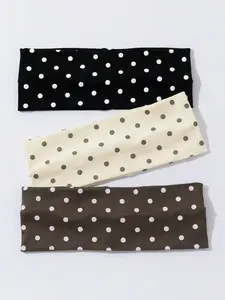 Women Bandana 3pcs/Set Women's Polka Dot Printed Soft Non-Slip Headbands, Elastic Yoga Sports Hair Accessories, Versatile For Daily Wear And Various Occasions Hair Bands, Hairband  For Vacation Outfits Woman Elegant Scarf Workout Headband