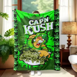 1pc Musician Cap'n Kush Blanket | All-Purpose Parody Design | Bedding, Sofa Nap, Shawl | Wild Placemats, Nap Quilt, Camping | Must-Have for Relaxed People + Car Cold
