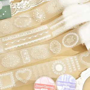 300cm Roll Sparkle Pet Tape Lace Waltz Vintage Lace Trim DIY Scrapbook Decor Journal Stickers Photo Album Cup Frame