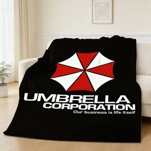 Resident Evil Inspired Horror Game Flannel Blanket, Cozy Soft Gamer Throw Blanket for Sofa Couch Bed, Aesthetic Room Decor Halloween Gift