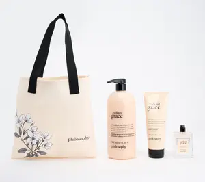 philosophy 3-piece grace fragrance layering set w/ floral tote Body Care Gel