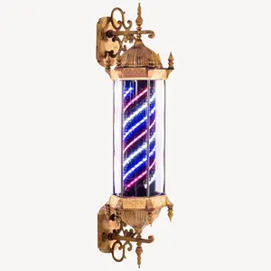 KING Barber Pole W/ Led Light (Blue & Red & White)