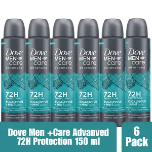 Dove Men+Care Advanced Eucalyptus + Mint Antiperspirant Spray, 72H Protection, Long-Lasting Fragrance, Odor Defense & Skin Care, 150ml (Pack of 6)