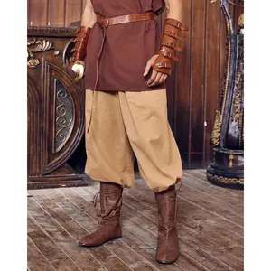 Men's Renaissance medieval role-playing Halloween boots, synthetic leather mid calf lace up retro pirate lace up shoes(Sheets)