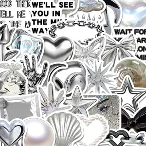 Silver Metallic Sticker, 30pcs/set Creative Decorative Sticker, DIY Decals for Water Bottle, Laptop, Phone Case, Scrapbooking, Journal Making, Screen Protector